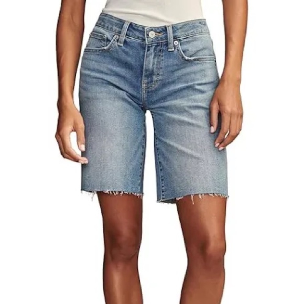 Lucky Brand Light Wash Boardwalk Bermuda Raw Hem Jean Shorts